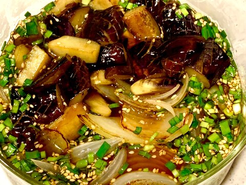 【常備菜】悪魔的旨さ!玉ねぎ・茄子のニラだれ漬け